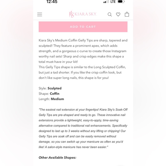 Kiara Sky- Gelly Tips- Medium Coffin 500 pieces, 10 sizes - Picture 2 of 9